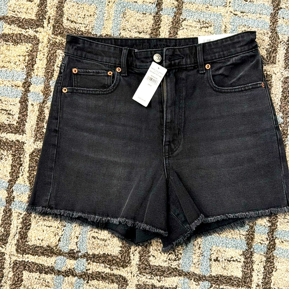 NWT AE boyfriends blk jean shorts -28W/6